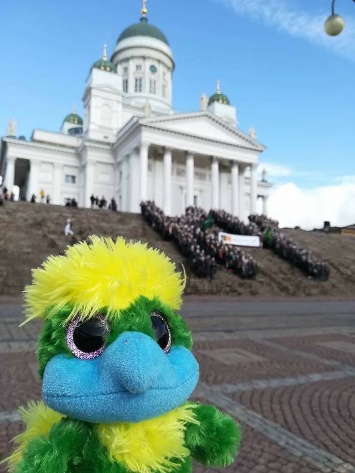 Meeting the university students in front of the Helsinki Cathedral. Meeting the university students in front of the Helsinki Cathedral.