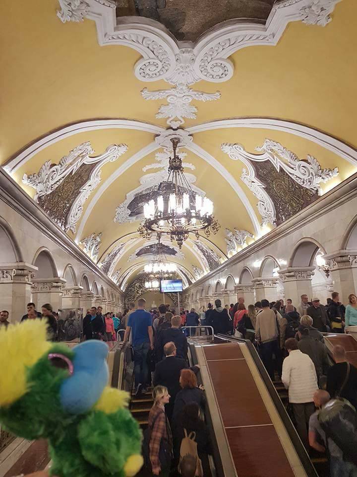 Admiring the art of Komsomolskaya metro station. Admiring the art of Komsomolskaya metro station.