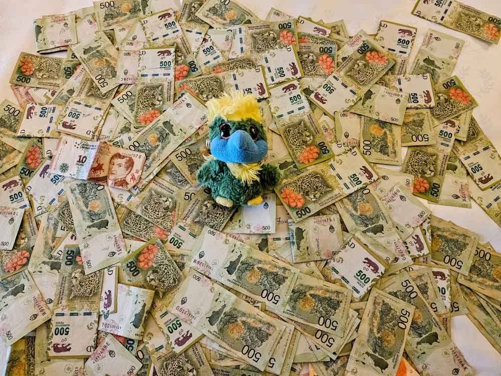 The inflation in Argentina is craaaazy! Eddie changed 200 dollars and got this amount of pesos in return!  The inflation in Argentina is craaaazy! Eddie changed 200 dollars and got this amount of pesos in return! 