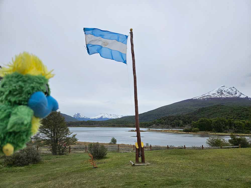 Before Eddie embarked on the cruise ship, a visit to Tierra del Fuego was made. If he had been better at flying, he could have visited Chile which is the high peak just infront of him. Before Eddie embarked on the cruise ship, a visit to Tierra del Fuego was made. If he had been better at flying, he could have visited Chile which is the high peak just infront of him.