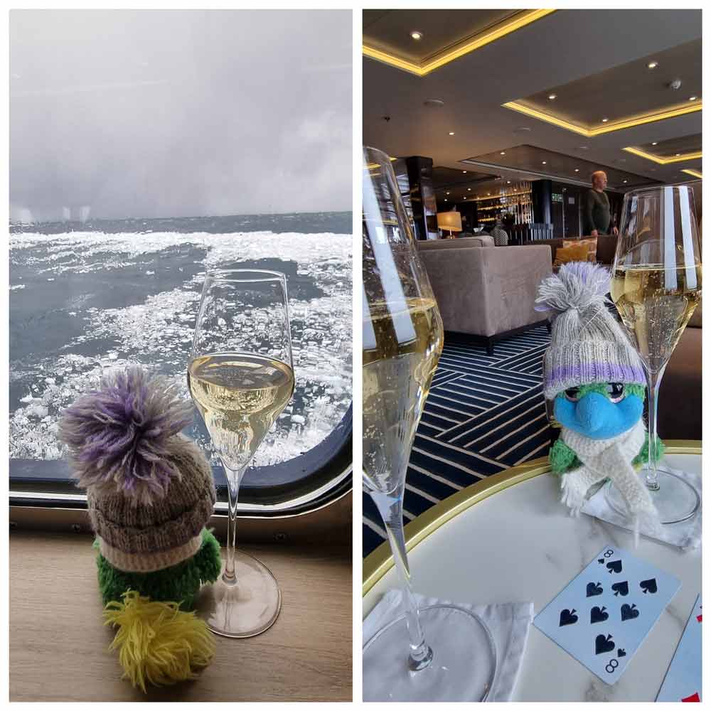 When crossing the Drake Passage back to South America and there are no more lectures, what else to do than play cards and drink champagne , and stare at the icy world outside... again and again!  When crossing the Drake Passage back to South America and there are no more lectures, what else to do than play cards and drink champagne , and stare at the icy world outside... again and again! 
