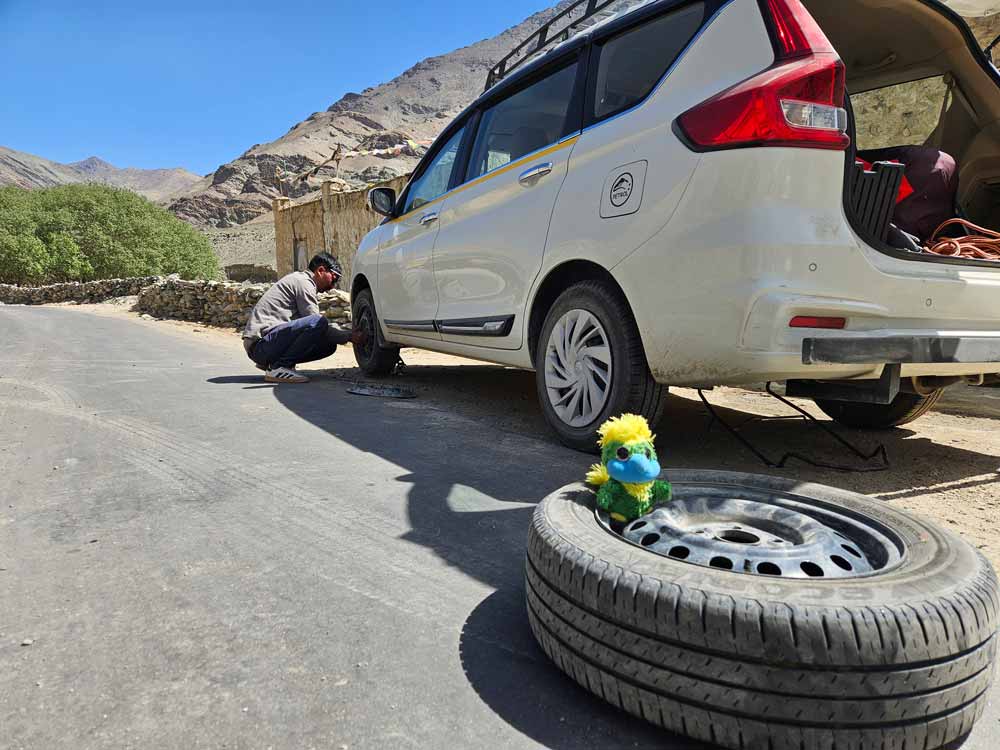 When travelling miles and miles and miles overland, Eddie has gotten used to flat tires in the middle of nowhere! But it always works out well, and we're on the road again in no time! ๐ When travelling miles and miles and miles overland, Eddie has gotten used to flat tires in the middle of nowhere! But it always works out well, and we're on the road again in no time! ๐