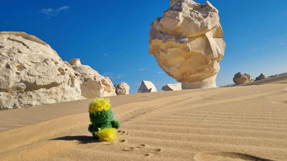 Spectacular rock formations in the White Desert.