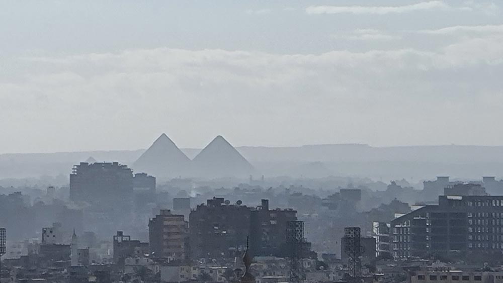 Giza Pyramids are 20 km from downtown Cairo and can easily be seen from the city centre.