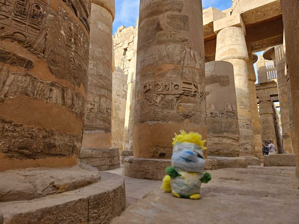 ... As a mummy, it is also difficult to see all the sights that needs to be seen, here in between 134 columns at Temple of Karnak.