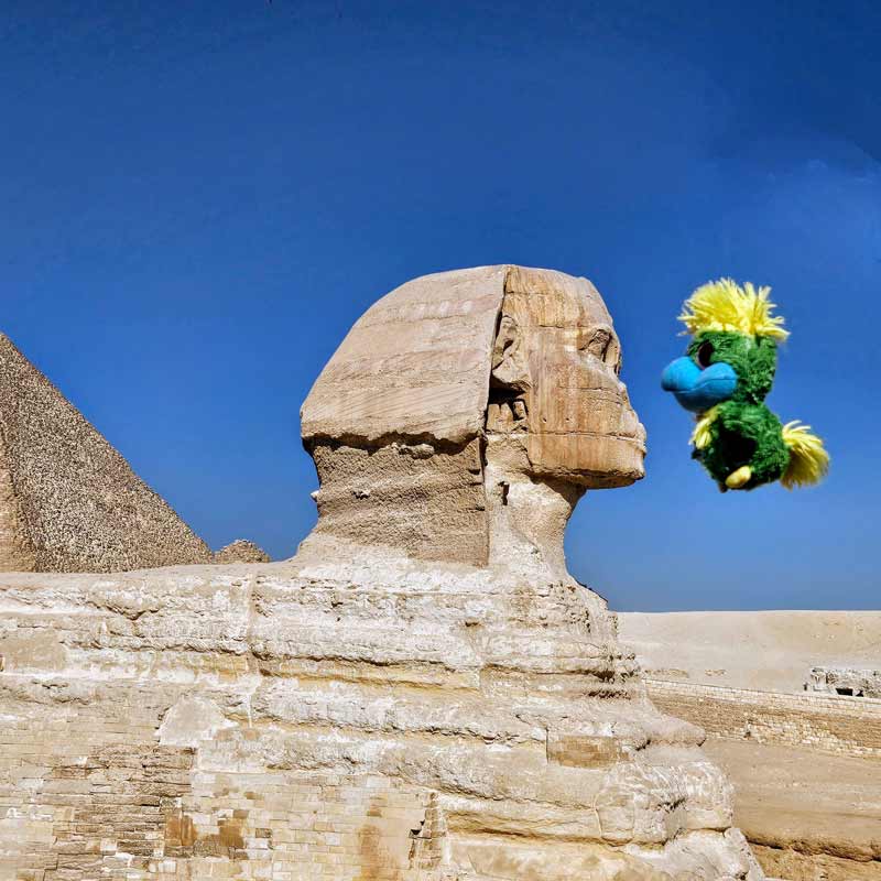 Poor Sphinx... No nose... Not even a blue one!