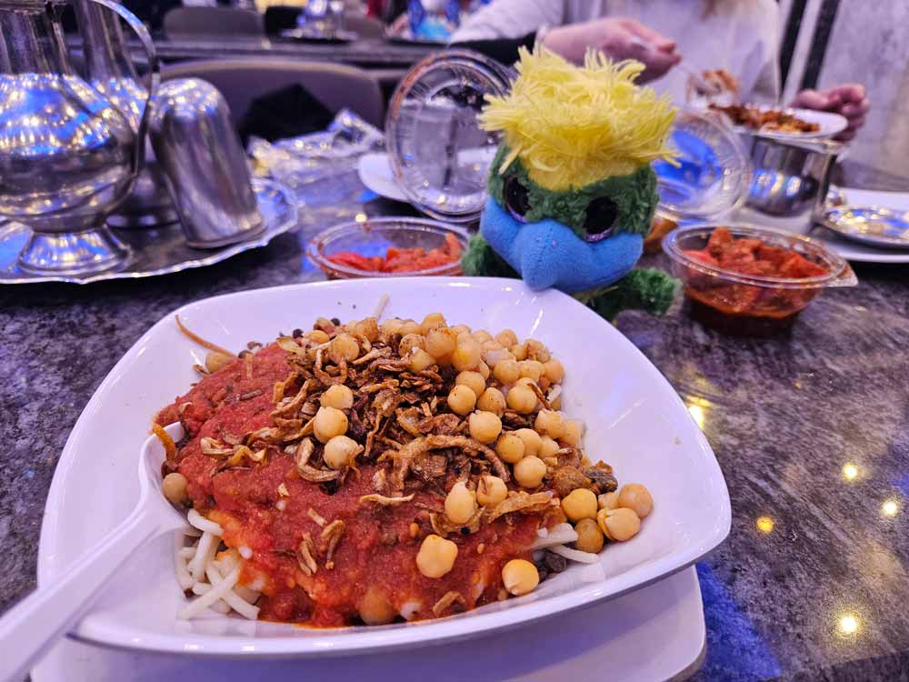 Yum Yum! Eddie is looking forward to munching on Egypts national dish, Koshari.